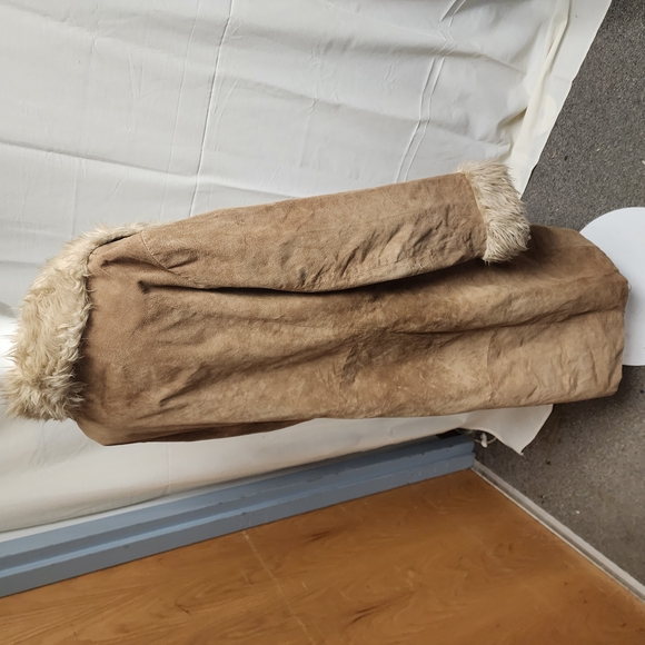 Vintage Wilsons Leather MAXIMA XXL Faux Fur Trim Suede Full Length Coat - Picture 8 of 10